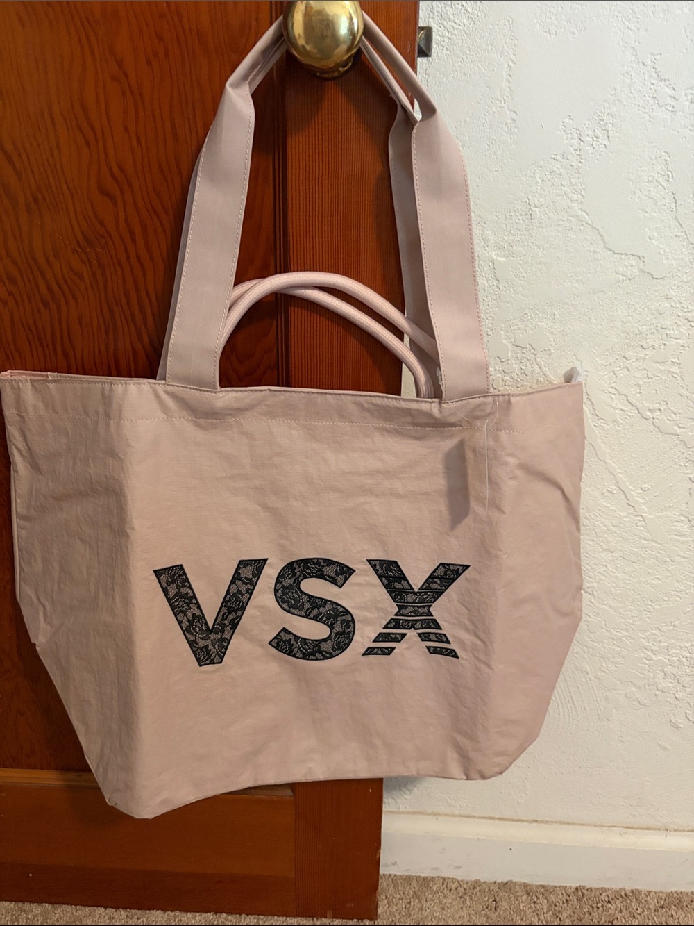 Victoria's Secret Pale Pink VSX Tote with Black Logo